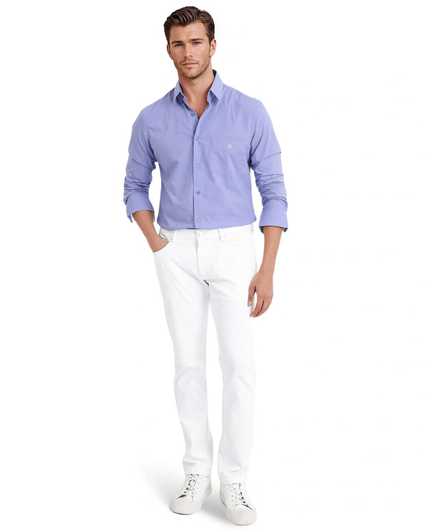 Rare Rabbit Men Harmin Dusky Purple Cotton Fabric Full Sleeve Regular Fit Embroidered Logo Plain Poplin Shirt