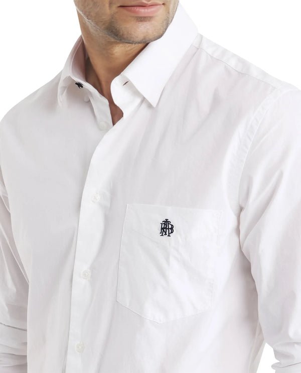 Rare Rabbit Men Harmin White Full Sleeve Collared Neck Button Closure Regular Fit Plain Shirt