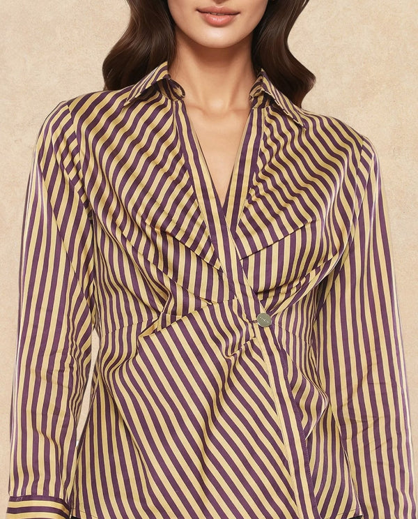 Rareism Women Hatay Light Multi Johnny Collar Button Closure Regular Fit Printed Top