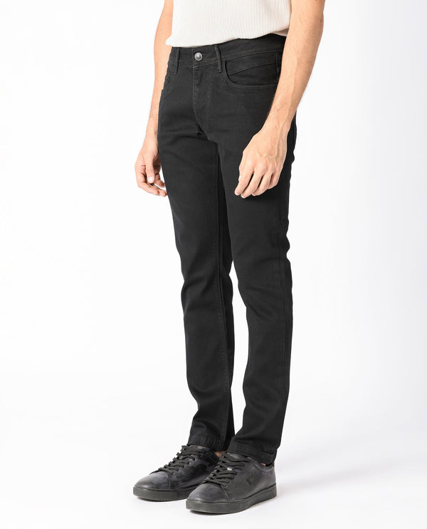 Rare Rabbit Men's Hawkins Black Rinse Wash Mid-Rise Slim Fit Jeans