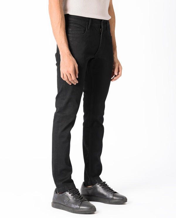 Rare Rabbit Men's Hawkins Black Rinse Wash Mid-Rise Slim Fit Jeans