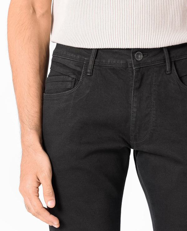 Rare Rabbit Men's Hawkins Black Rinse Wash Mid-Rise Slim Fit Jeans