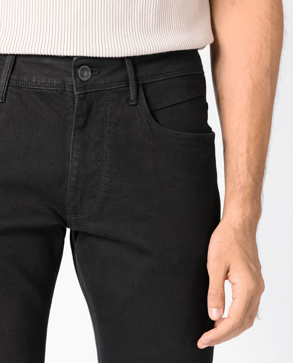 Rare Rabbit Men's Hawkins Black Rinse Wash Mid-Rise Slim Fit Jeans