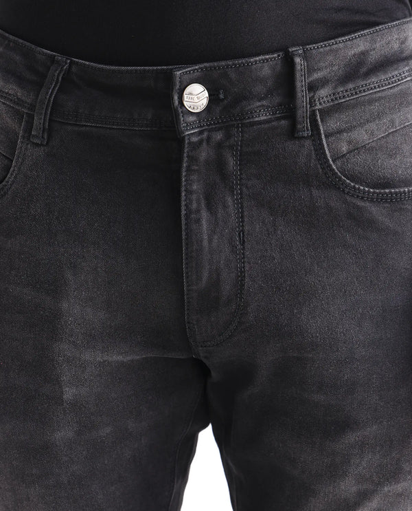 Rare Rabbit Men's Hawkins Grey Mid Wash Mid-Rise Slim Fit Jeans