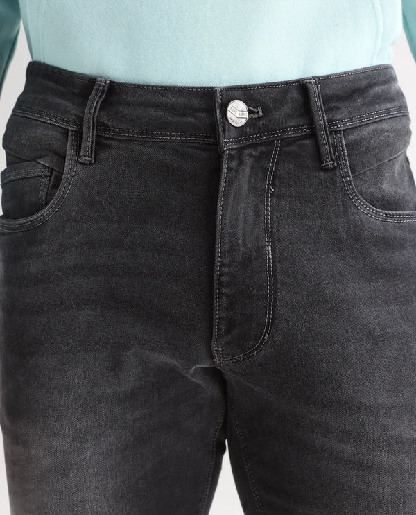 Rare Rabbit Men's Hawkins Light Grey Mid Wash Slim Fit Jeans