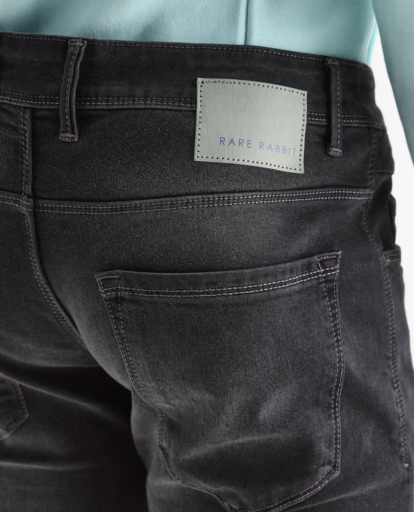 Rare Rabbit Men's Hawkins Light Grey Mid Wash Slim Fit Jeans