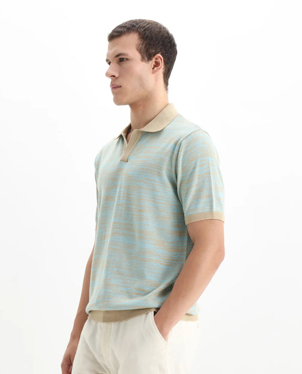 Rare Rabbit Men Hect Dusky Blue Cotton Fabric Short Sleeve Regular Fit Polo