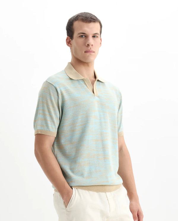 Rare Rabbit Men Hect Dusky Blue Cotton Fabric Short Sleeve Regular Fit Polo