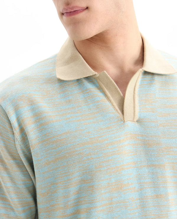 Rare Rabbit Men Hect Dusky Blue Cotton Fabric Short Sleeve Regular Fit Polo