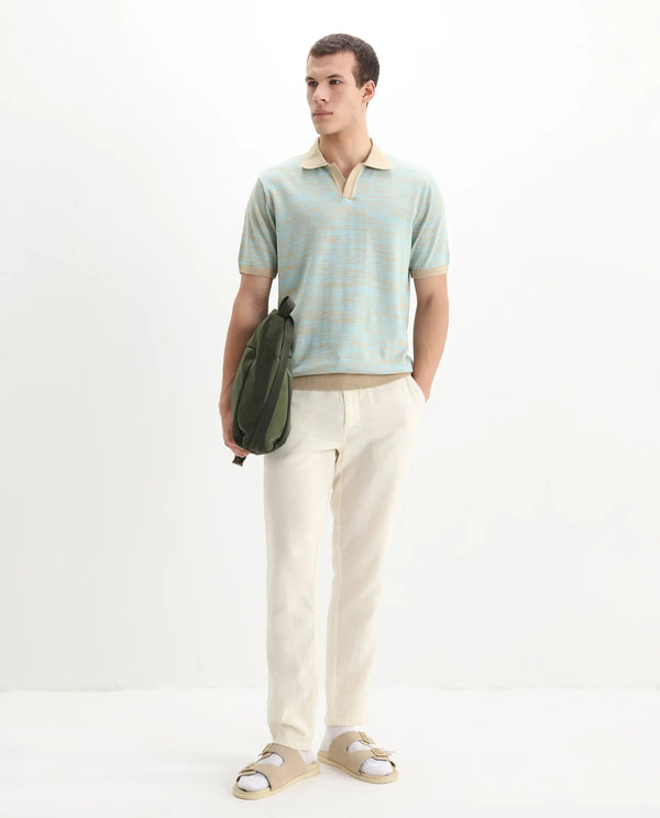 Rare Rabbit Men Hect Dusky Blue Cotton Fabric Short Sleeve Regular Fit Polo