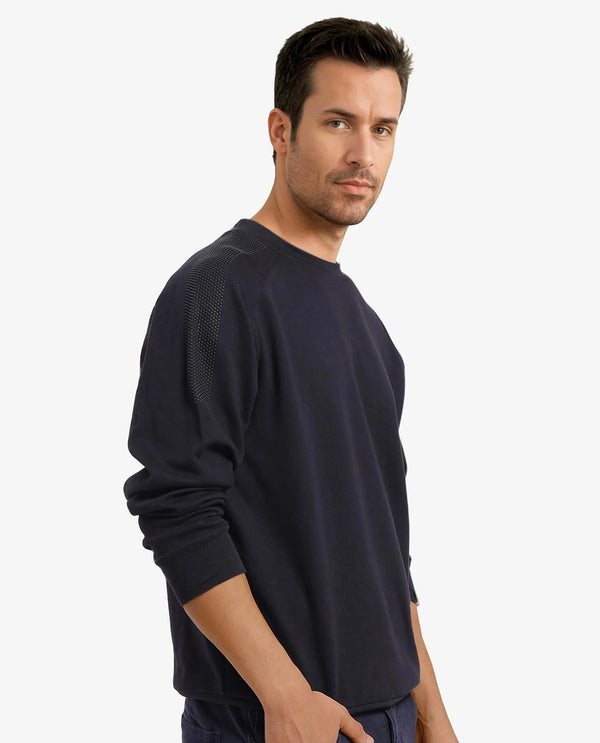 Rare Rabbit Men Heg Black Cotton Poly Fabric Studded Full Sleeve Crew Neck Plain Sweatshirt