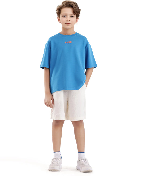 Rare Ones Kids Herm Flouroscent Blue Cotton Poly Short Sleeve Crew Neck Hd And Cmyk Print T-Shirt