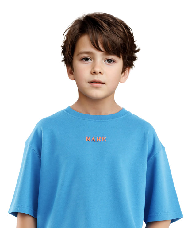 Rare Ones Kids Herm Flouroscent Blue Cotton Poly Short Sleeve Crew Neck Hd And Cmyk Print T-Shirt
