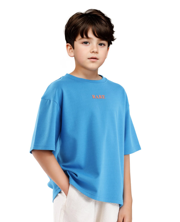 Rare Ones Kids Herm Flouroscent Blue Cotton Poly Short Sleeve Crew Neck Hd And Cmyk Print T-Shirt