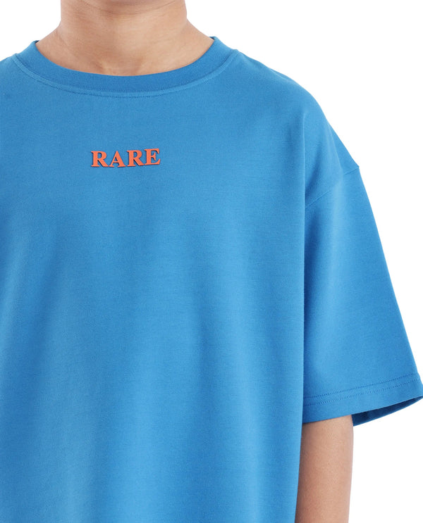 Rare Ones Kids Herm Flouroscent Blue Cotton Poly Short Sleeve Crew Neck Hd And Cmyk Print T-Shirt
