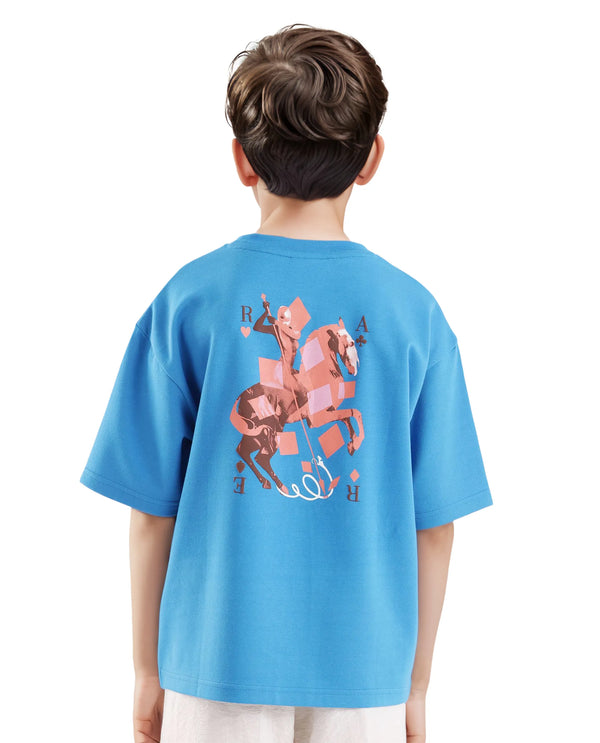Rare Ones Kids Herm Flouroscent Blue Cotton Poly Short Sleeve Crew Neck Hd And Cmyk Print T-Shirt
