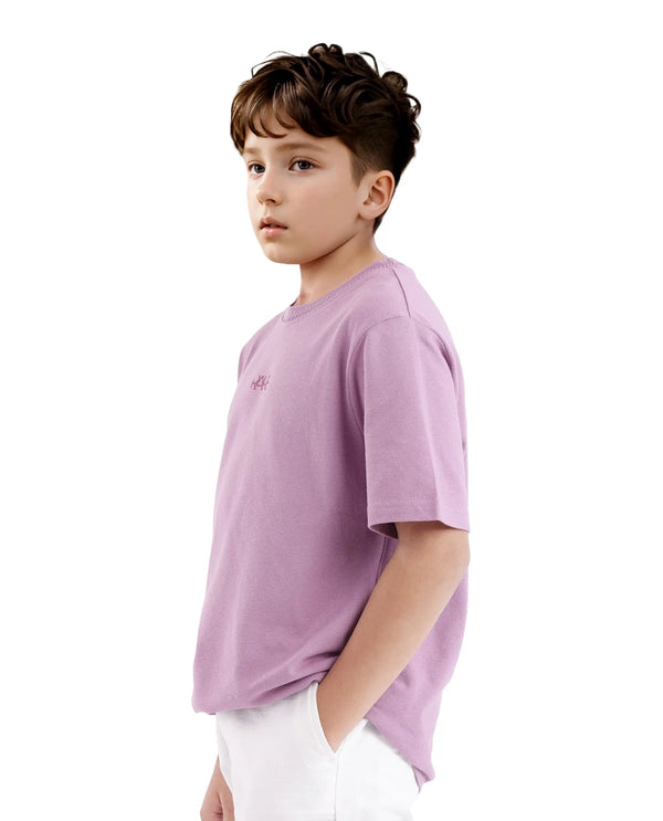 Rare Ones Kids Heron Pastel Purple Cotton Short Sleeve Crew Neck Twill HD Print T-Shirt
