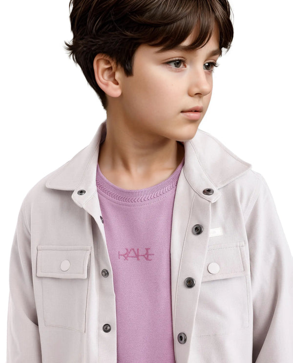 Rare Ones Kids Heron Pastel Purple Cotton Short Sleeve Crew Neck Twill HD Print T-Shirt