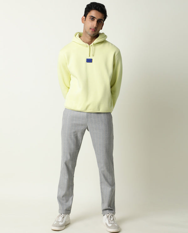 Rare Rabbit Men's Elmss Grey Mid-Rise Regular Fit With Drawstring And Elastic Waistband Striped Trouser