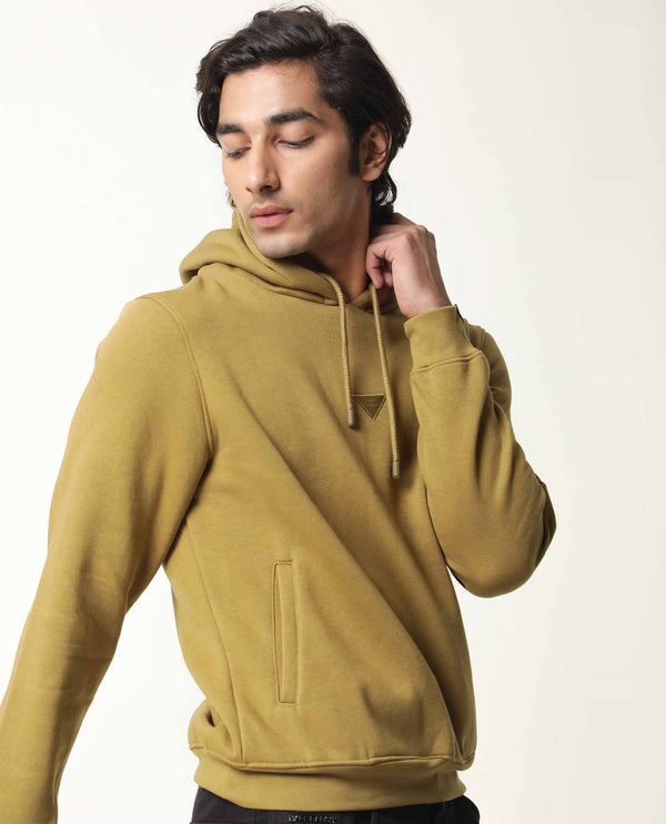 Rare Rabbit Peach Primary Olive Sweatshirt Cotton Poly Fabric Full Sleeve Hoodie Slim Fit