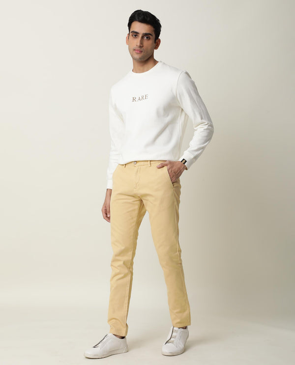 Rare Rabbit Men's Scotch Yellow Solid Mid-Rise Regular Fit Trouser