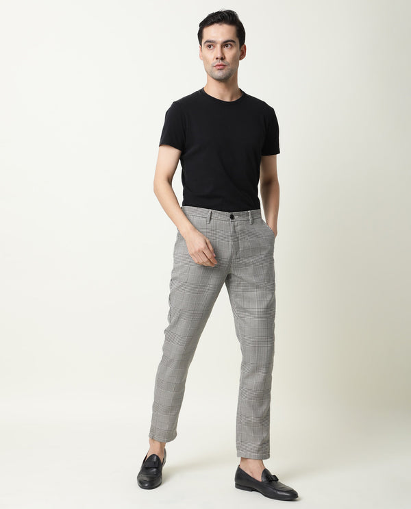 Rare Rabbit Men's Grayson Black Solid Mid-Rise Regular Fit Trouser