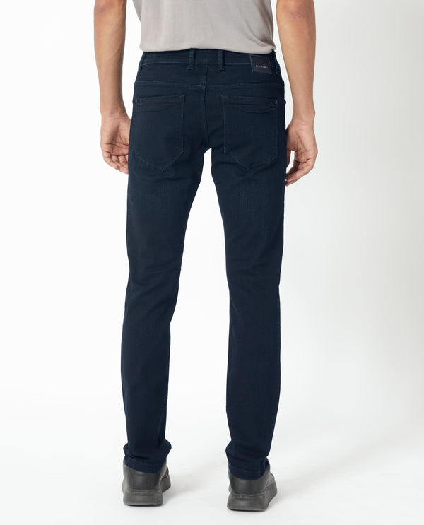 Rare Rabbit Men's Holand Navy Dark Wash Mid-Rise Slim Fit Jeans
