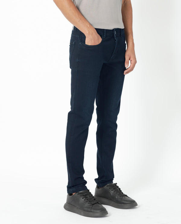 Rare Rabbit Men's Holand Navy Dark Wash Mid-Rise Slim Fit Jeans