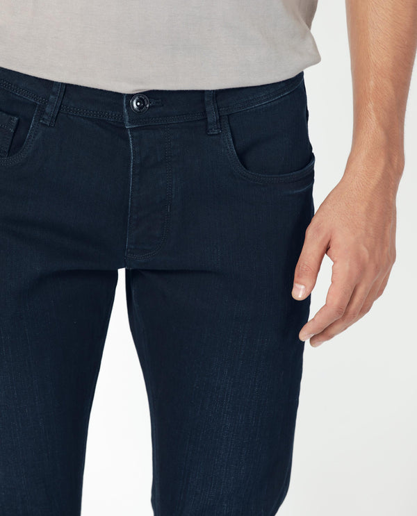 Rare Rabbit Men's Holand Navy Dark Wash Mid-Rise Slim Fit Jeans