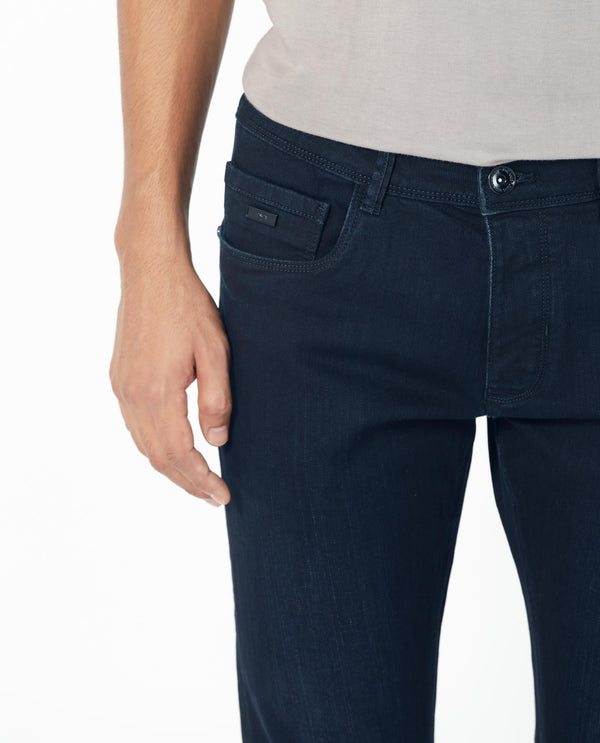 Rare Rabbit Men's Holand Navy Dark Wash Mid-Rise Slim Fit Jeans