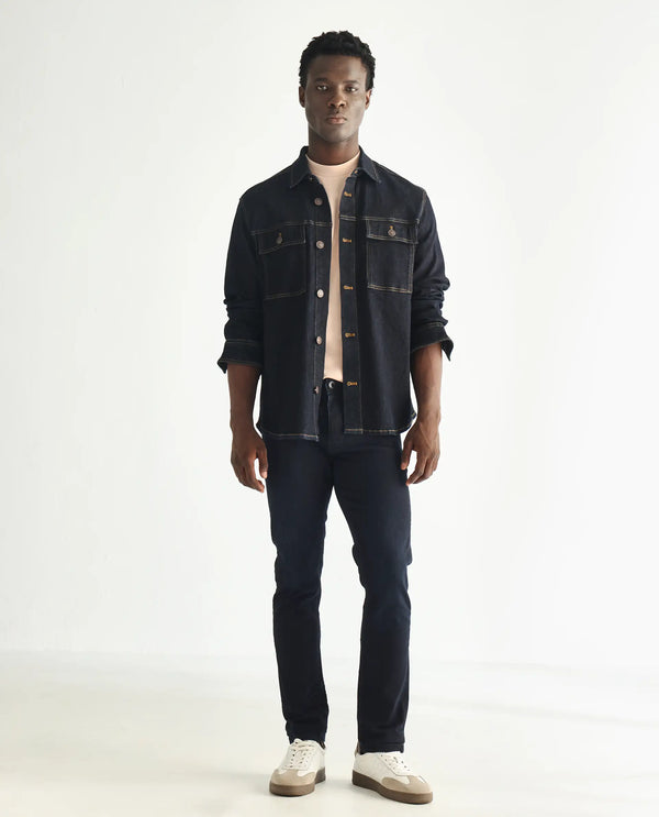 Rare Rabbit Men's Holand Navy Dark Wash Mid-Rise Slim Fit Jeans