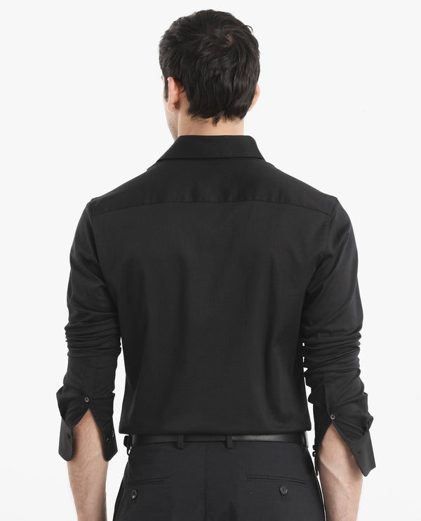 Rare Rabbit  Men's Holla Black Full Sleeves Regular Fit Satin Stretch Cotton Plain Shirt