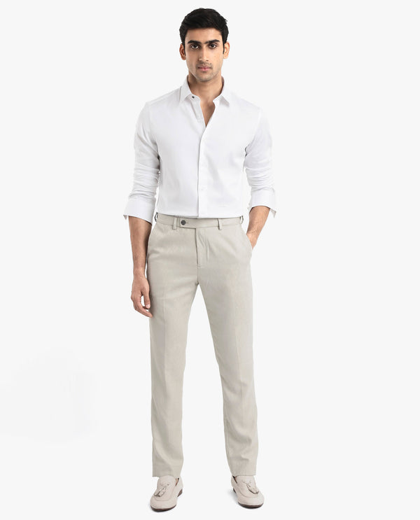 Rare Rabbit  Men's Holla White Full Sleeves Regular Fit Satin Stretch Cotton Plain Shirt