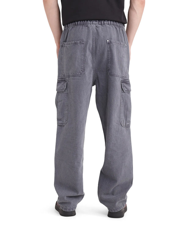 Rare Rabbit Men Hork Blue Cotton Fabric Elastic Waistband Multi Pocket Baggy Fit Cargo Style Jeans