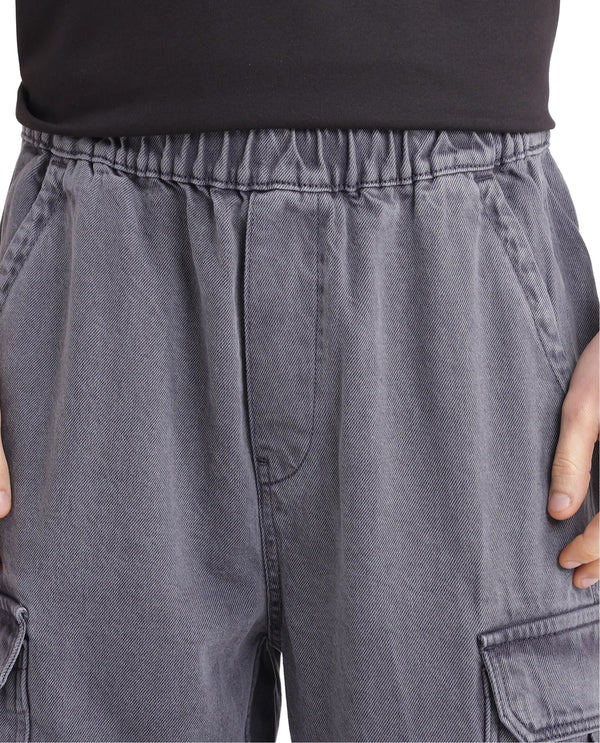 Rare Rabbit Men Hork Blue Cotton Fabric Elastic Waistband Multi Pocket Baggy Fit Cargo Style Jeans