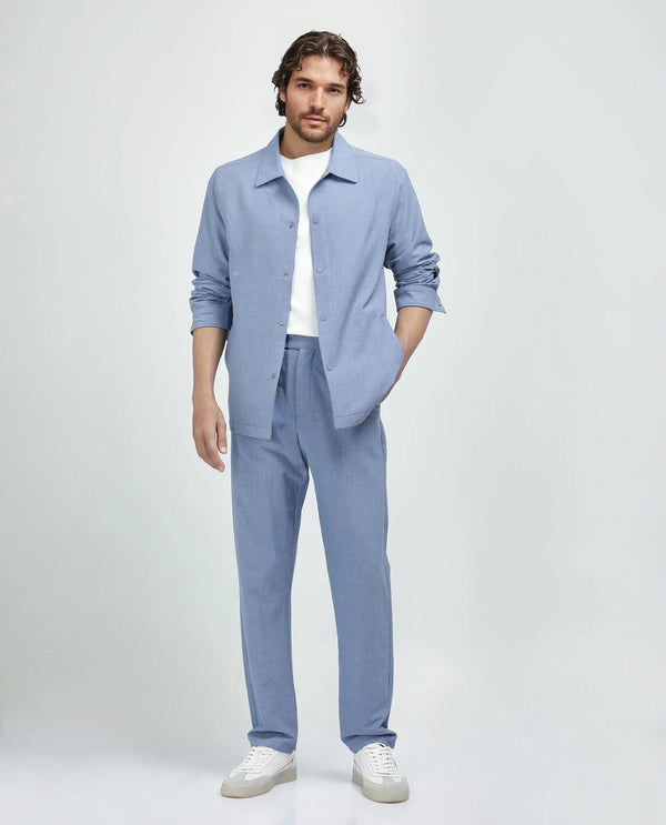 Rare Rabbit Men's Horon Blue Cotton Blend Fabric Baggy Fit Plain Trouser