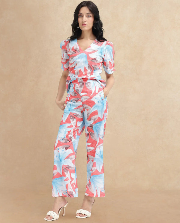 Rareism Women Housto-B Pink Cotton Fabric Regular Length Trouser