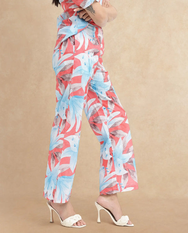 Rareism Women Housto-B Pink Cotton Fabric Regular Length Trouser