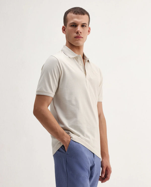 Rare Rabbit Men's Hux Pastel Yellow Cotton Fabric Short Sleeves Collared Neck Plain Knit Polo T-Shirt
