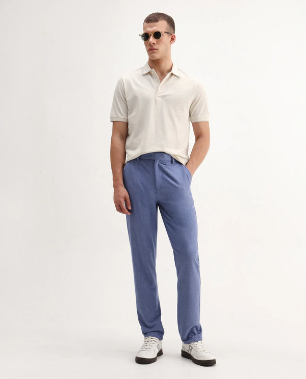 Rare Rabbit Men's Hux Pastel Yellow Cotton Fabric Short Sleeves Collared Neck Plain Knit Polo T-Shirt