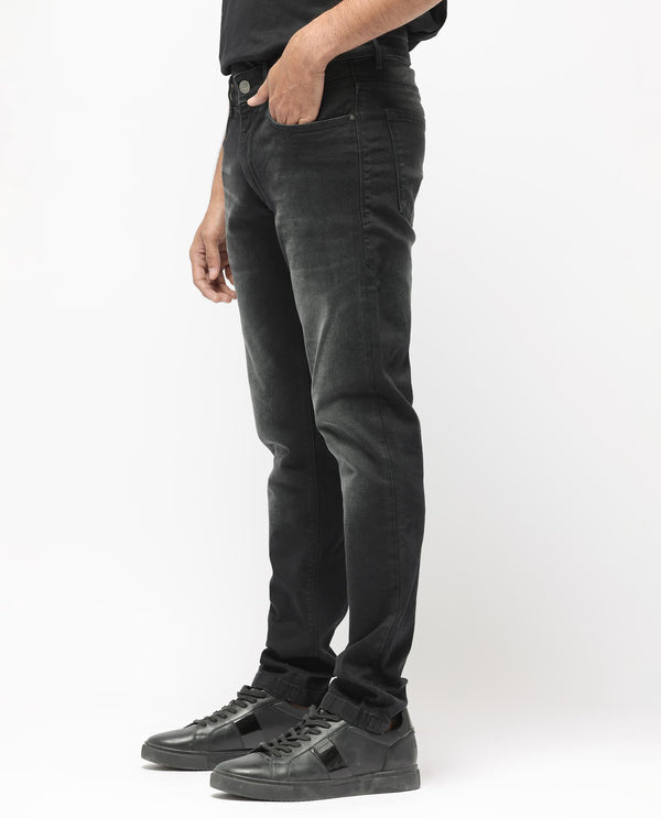 Rare Rabbit Men's Hawkins Grey Mid Wash Mid-Rise Slim Fit Jeans