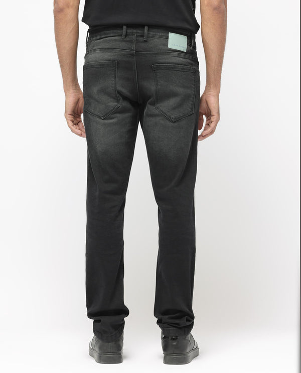 Rare Rabbit Men's Hawkins Grey Mid Wash Mid-Rise Slim Fit Jeans