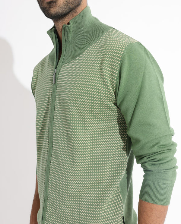 Rare Rabbit Mens Heritage Green Sweater Full Sleeve High Neck Solid