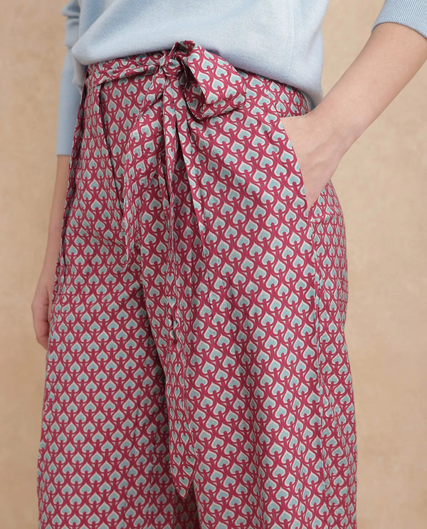 Rareism Women Imanio Multi Polyester Viscose Fabric Zipper Closure Wide Fit Ankle Length Geometric Print Trouser