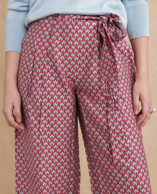 Rareism Women Imanio Multi Polyester Viscose Fabric Zipper Closure Wide Fit Ankle Length Geometric Print Trouser