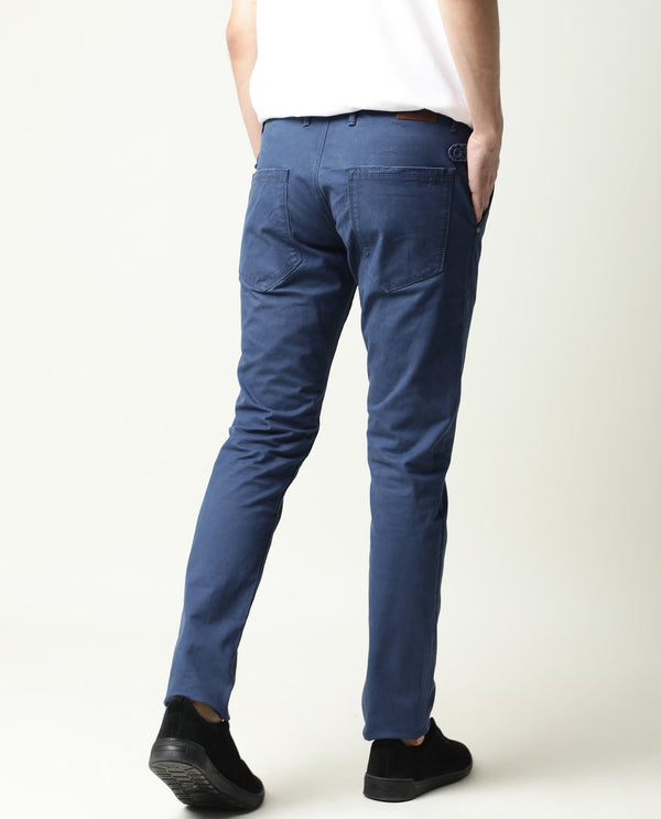 Rare Rabbit Men's Ruiz Blue Sulphur Dyed Mid-Rise Slim Fit Jeans
