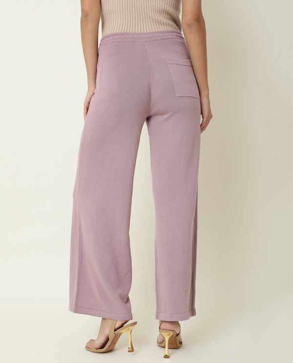 Rareism Women Finn Track Pink Cotton Fabric Flared Solid Mid Rise Ankle Length Track Pant