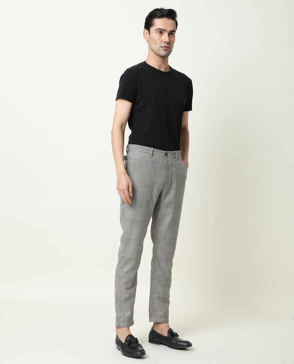 Rare Rabbit Men's Grayson Black Solid Mid-Rise Regular Fit Trouser