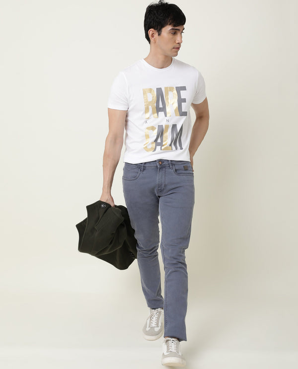 Rare Rabbit Men's Luna Pastel Purple Garment Dyed Mid-Rise Jeans