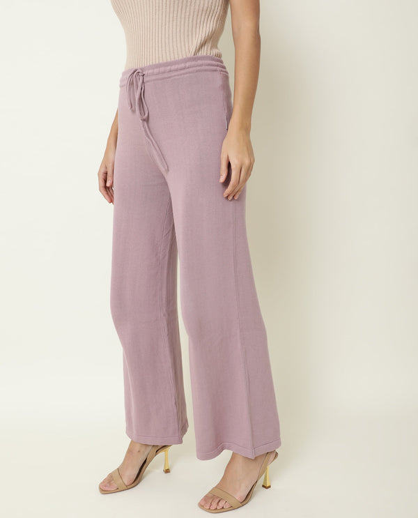 Rareism Women Finn Track Pink Cotton Fabric Flared Solid Mid Rise Ankle Length Track Pant